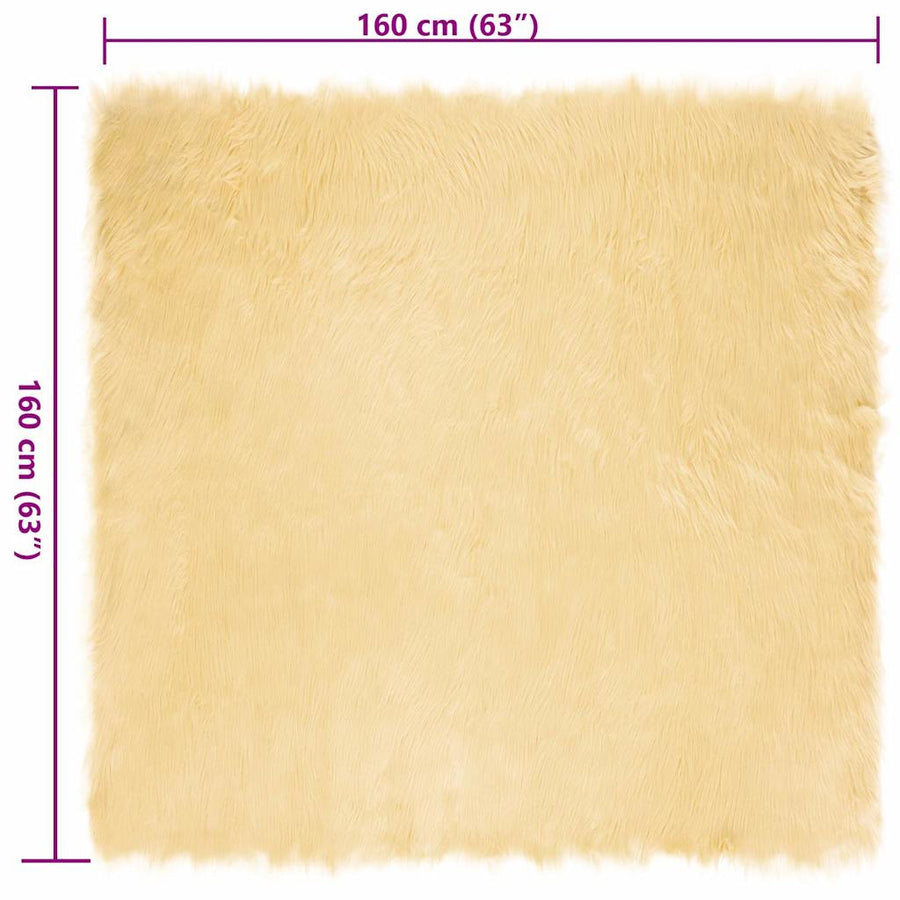 Nepleer Schapenvacht Tapijt Crème 160 x 160 cm Polyester