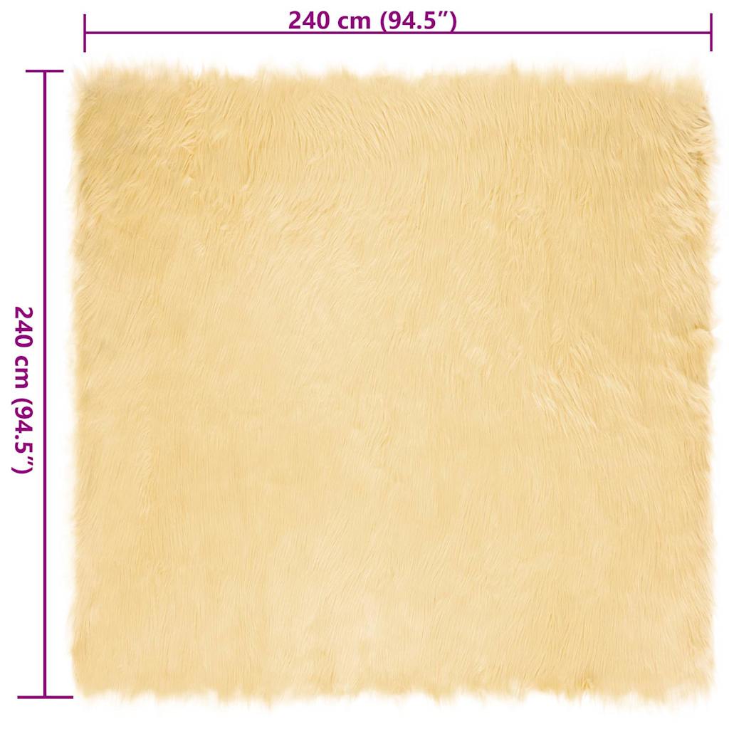 Nepleer Schapenvacht Tapijt Crème 240 x 240 cm Polyester