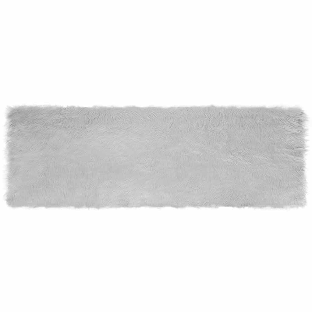Nepleer Schapenvacht Tapijt Grijs 80 x 250 cm Polyester