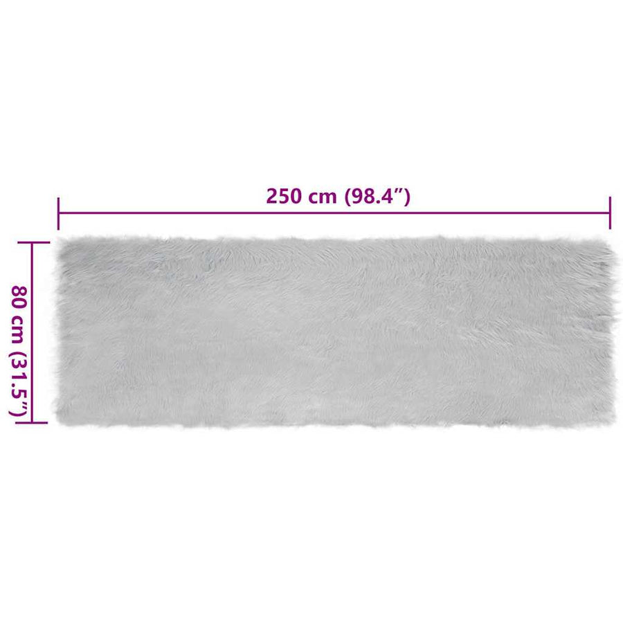 Nepleer Schapenvacht Tapijt Grijs 80 x 250 cm Polyester