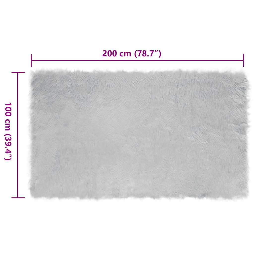 Nepleer Schapenvacht Tapijt Grijs 200 x 100 cm Polyester