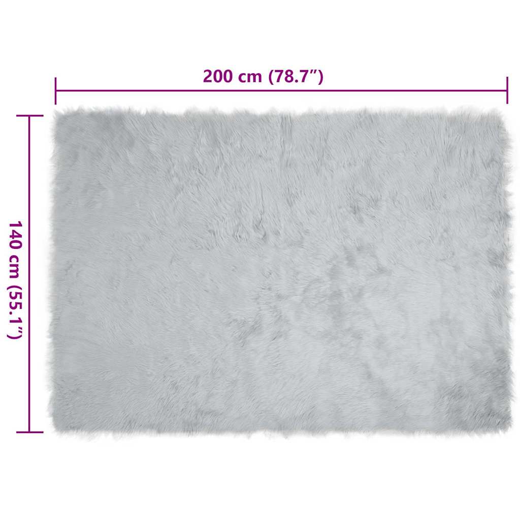 Nepleer Schapenvacht Tapijt Grijs 140 x 200 cm Polyester