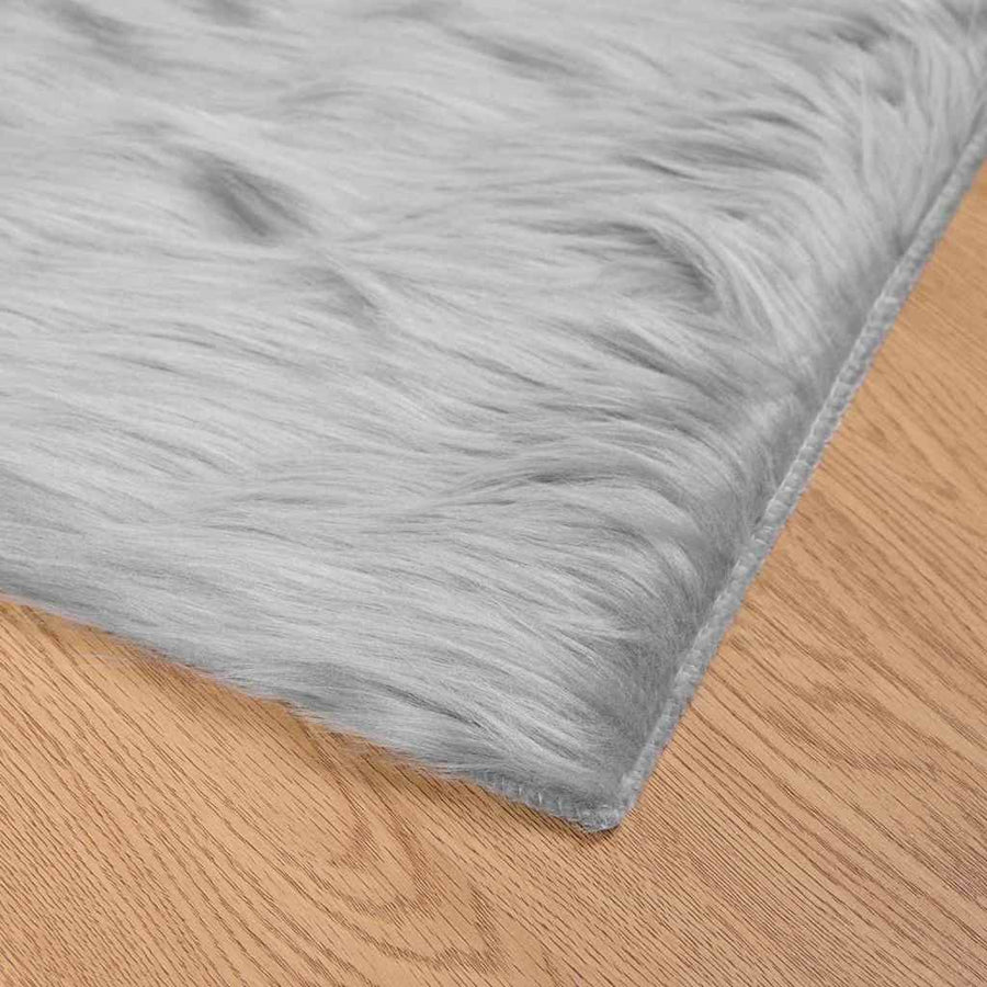 Nepleer Schapenvacht Tapijt Grijs 160 x 230 cm Polyester