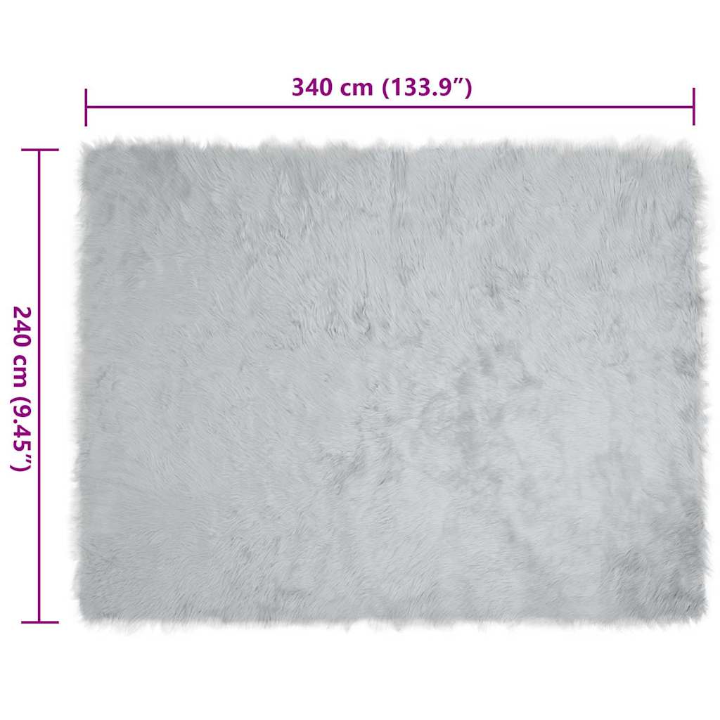 Nepleer Schapenvacht Tapijt Grijs 240 x 340 cm Polyester