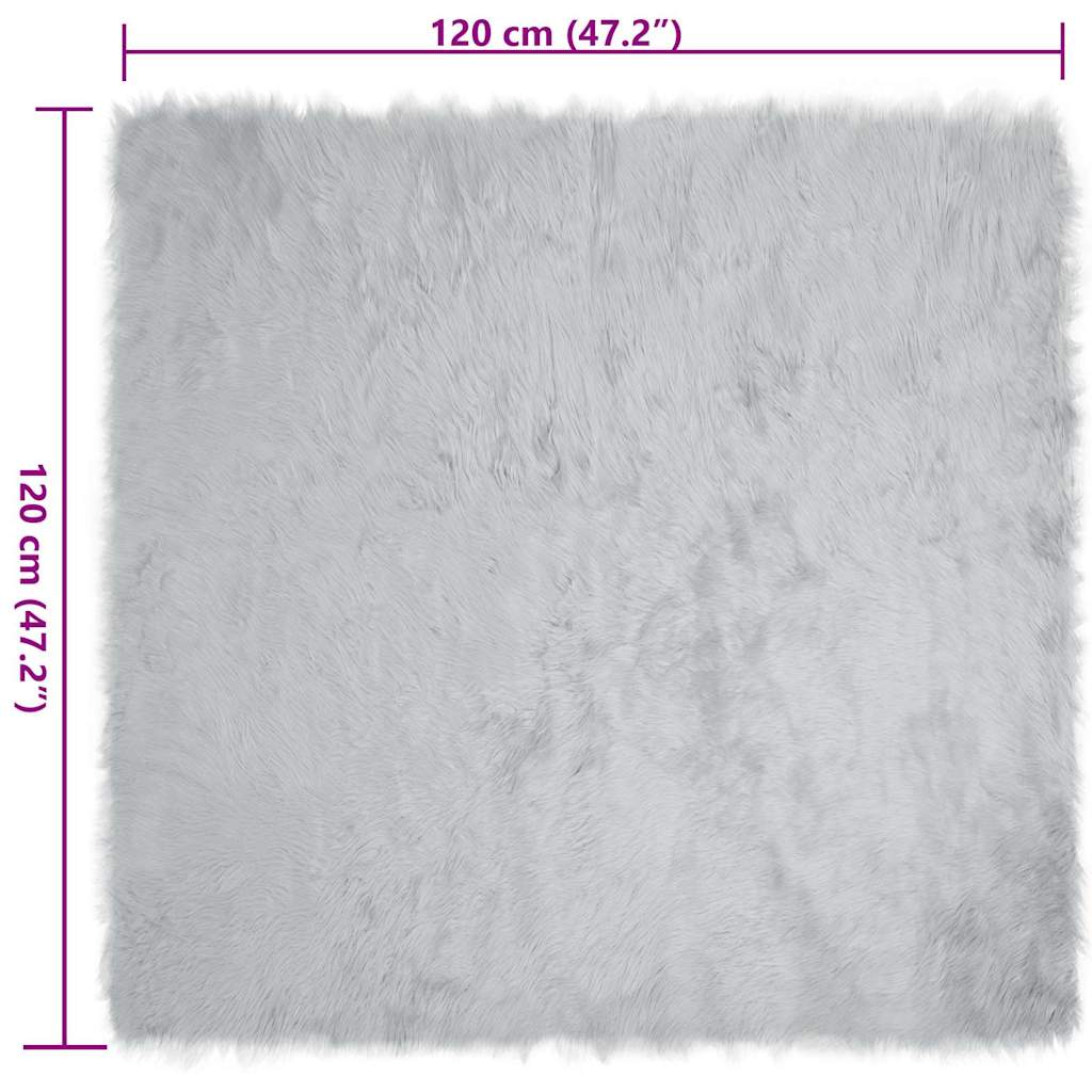 Nepleer Schapenvacht Tapijt Grijs 120 x 120 cm Polyester