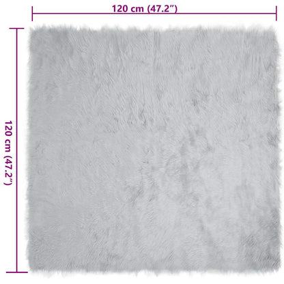 Nepleer Schapenvacht Tapijt Grijs 120 x 120 cm Polyester