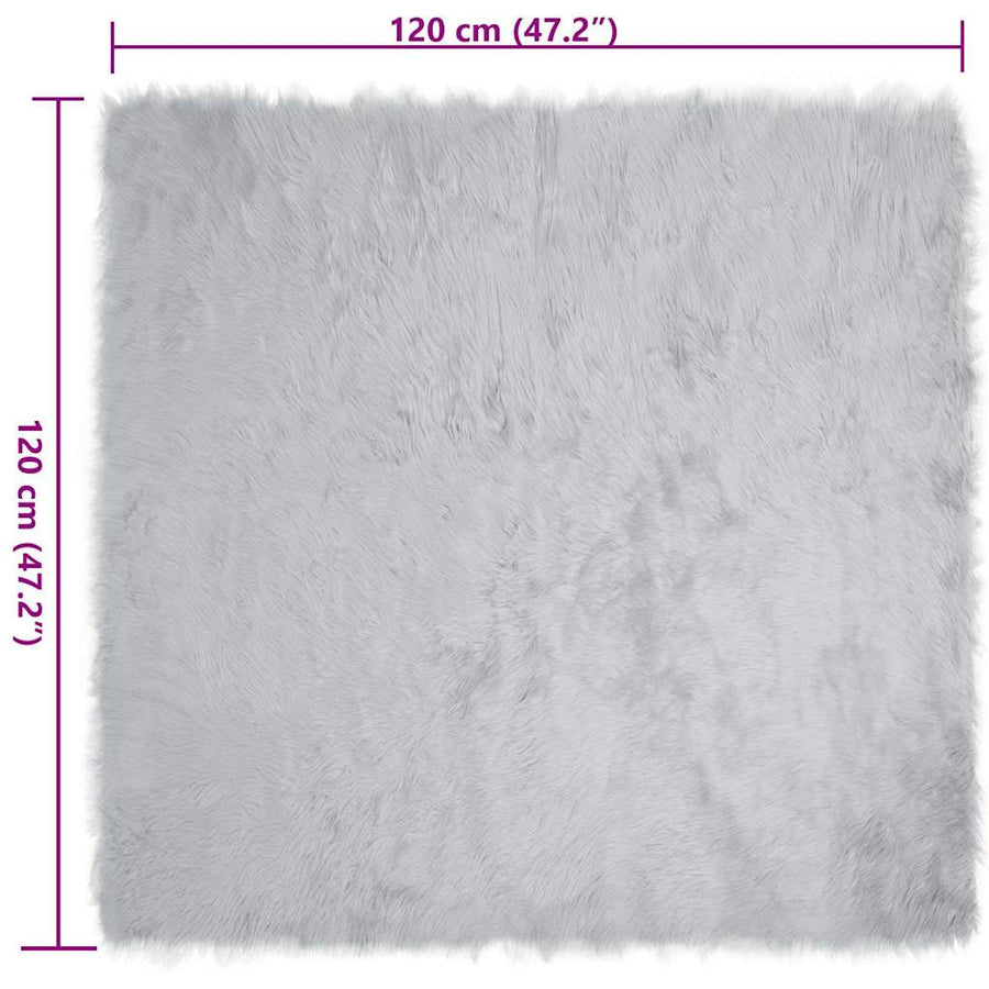 Nepleer Schapenvacht Tapijt Grijs 120 x 120 cm Polyester
