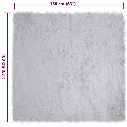 Nepleer Schapenvacht Tapijt Grijs 160 x 160 cm Polyester