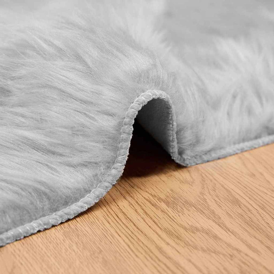 Nepleer Schapenvacht Tapijt Grijs 200 x 200 cm Polyester