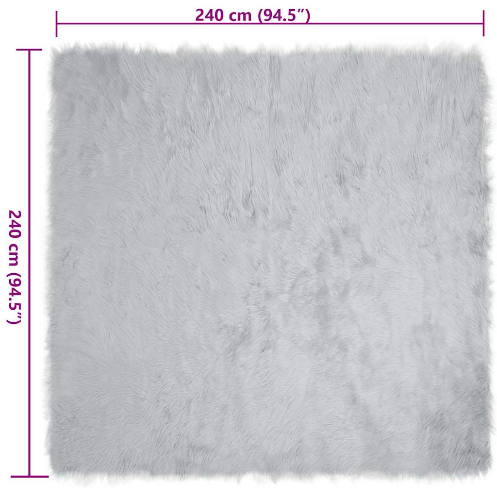 Nepleer Schapenvacht Tapijt Grijs 240 x 240 cm Polyester