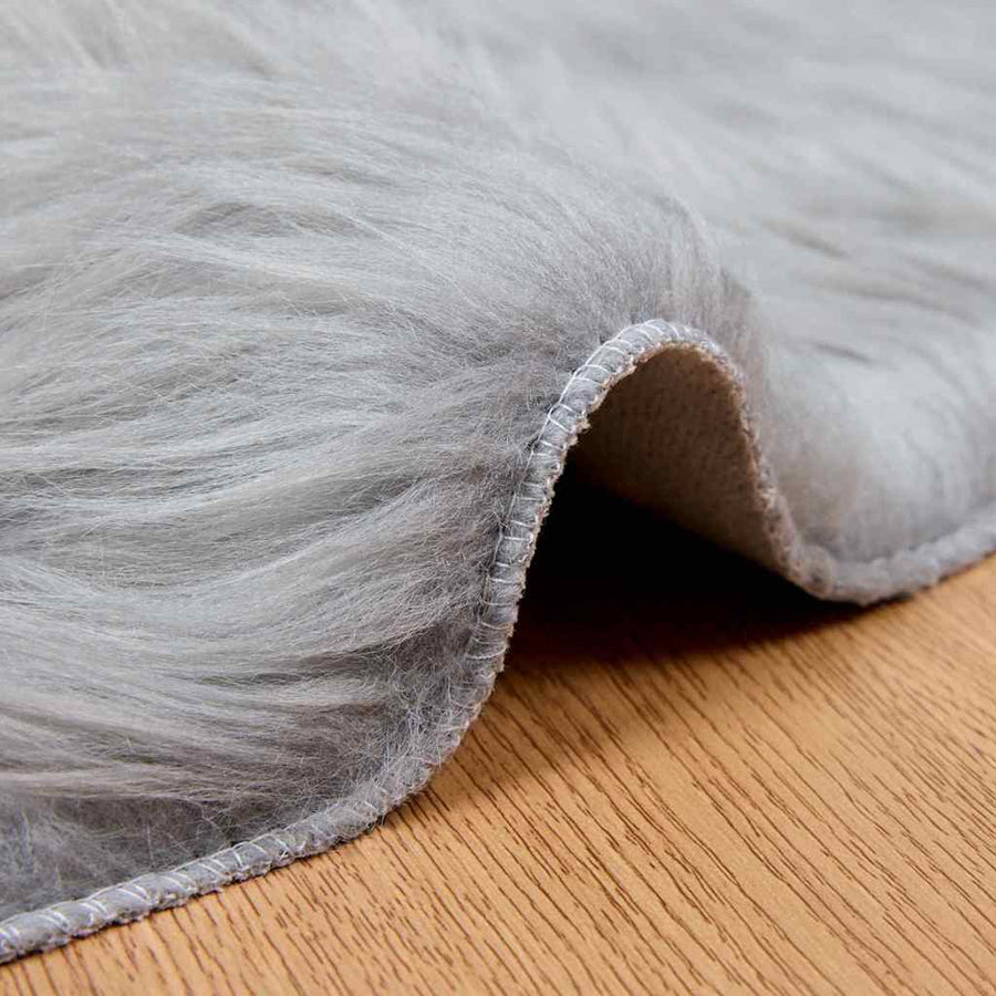 Nepleer Schapenvacht Tapijt Grijs 120 x 120 cm Polyester