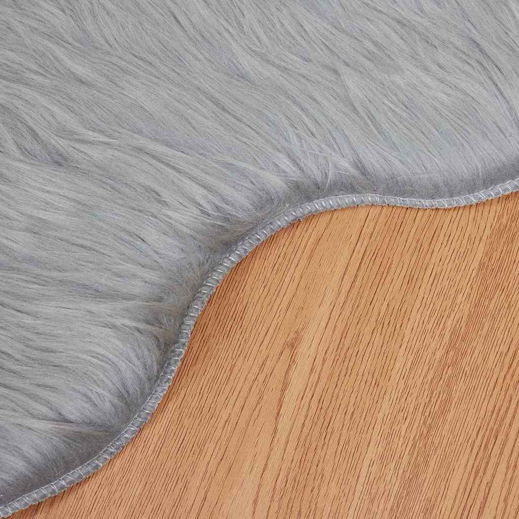 Nepleer Schapenvacht Tapijt Grijs 60 x 90 cm Polyester