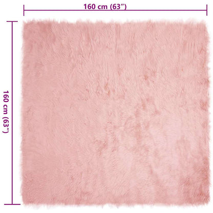 Nepleer Schapenvacht Tapijt Roze 160 x 160 cm Polyester