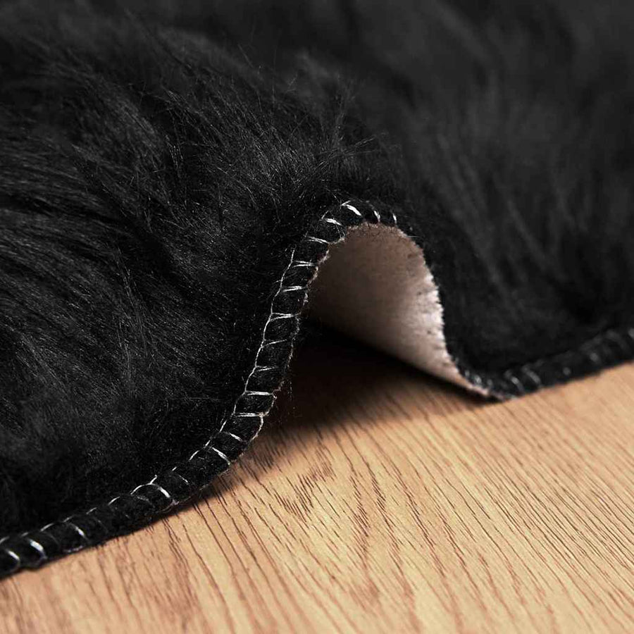 Nepleer Schapenvacht Tapijt Zwart 60 x 110 cm Polyester