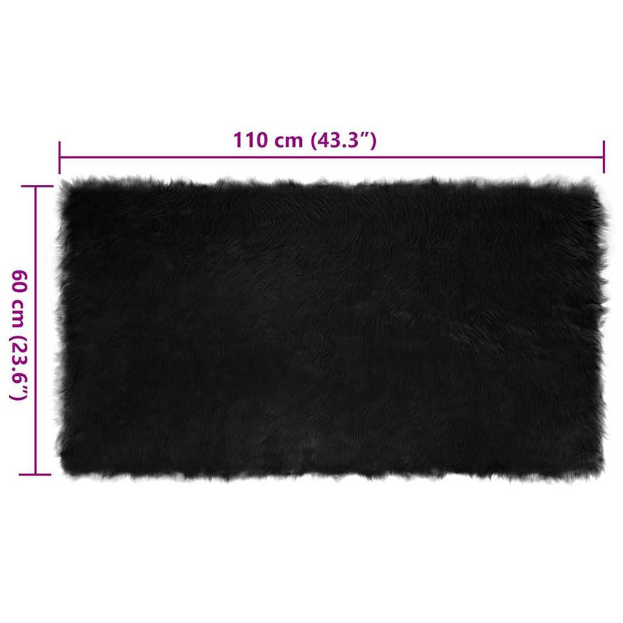Nepleer Schapenvacht Tapijt Zwart 60 x 110 cm Polyester
