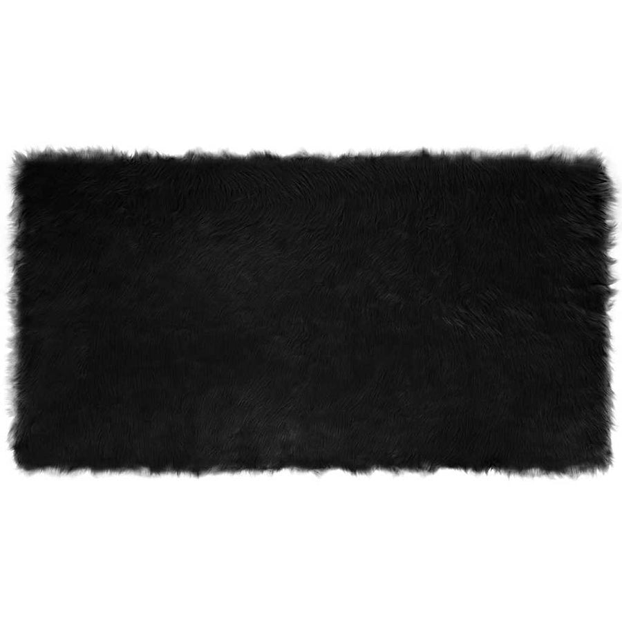 Nepleer Schapenvacht Tapijt Zwart 80 x 150 cm Polyester