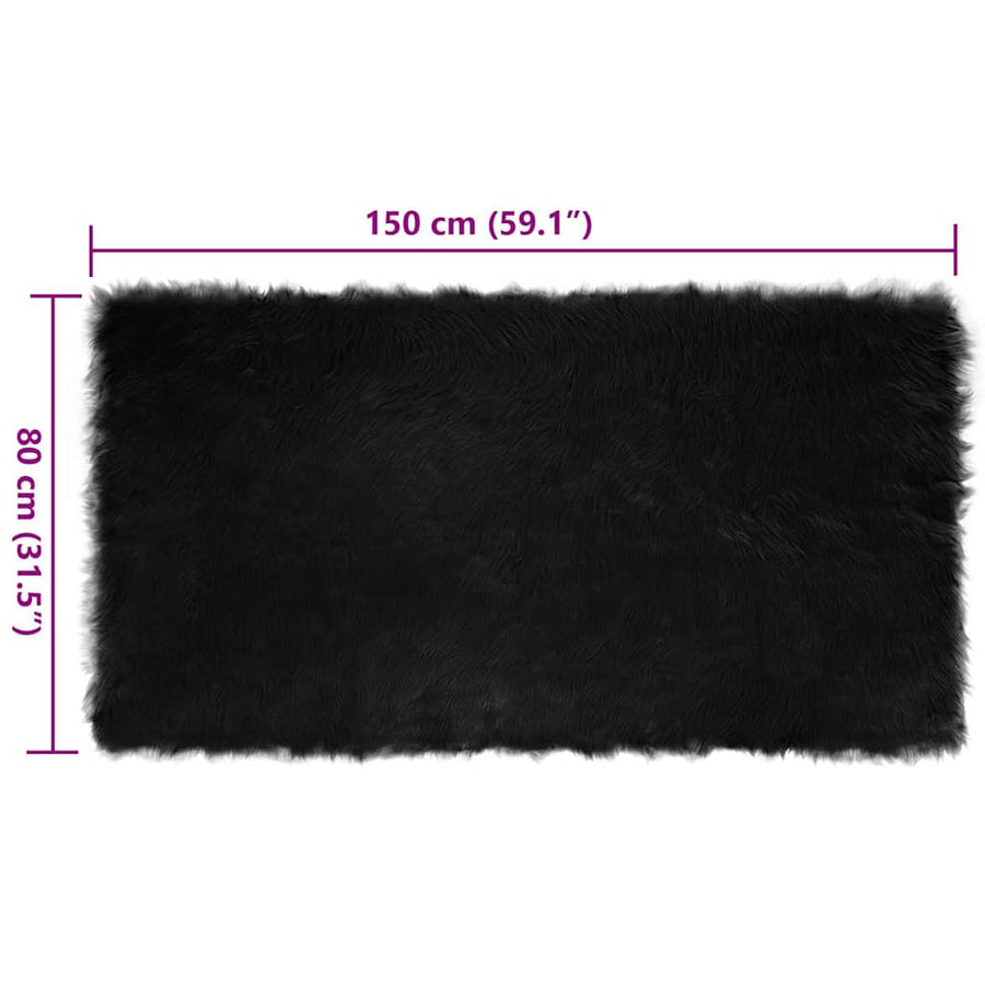 Nepleer Schapenvacht Tapijt Zwart 80 x 150 cm Polyester