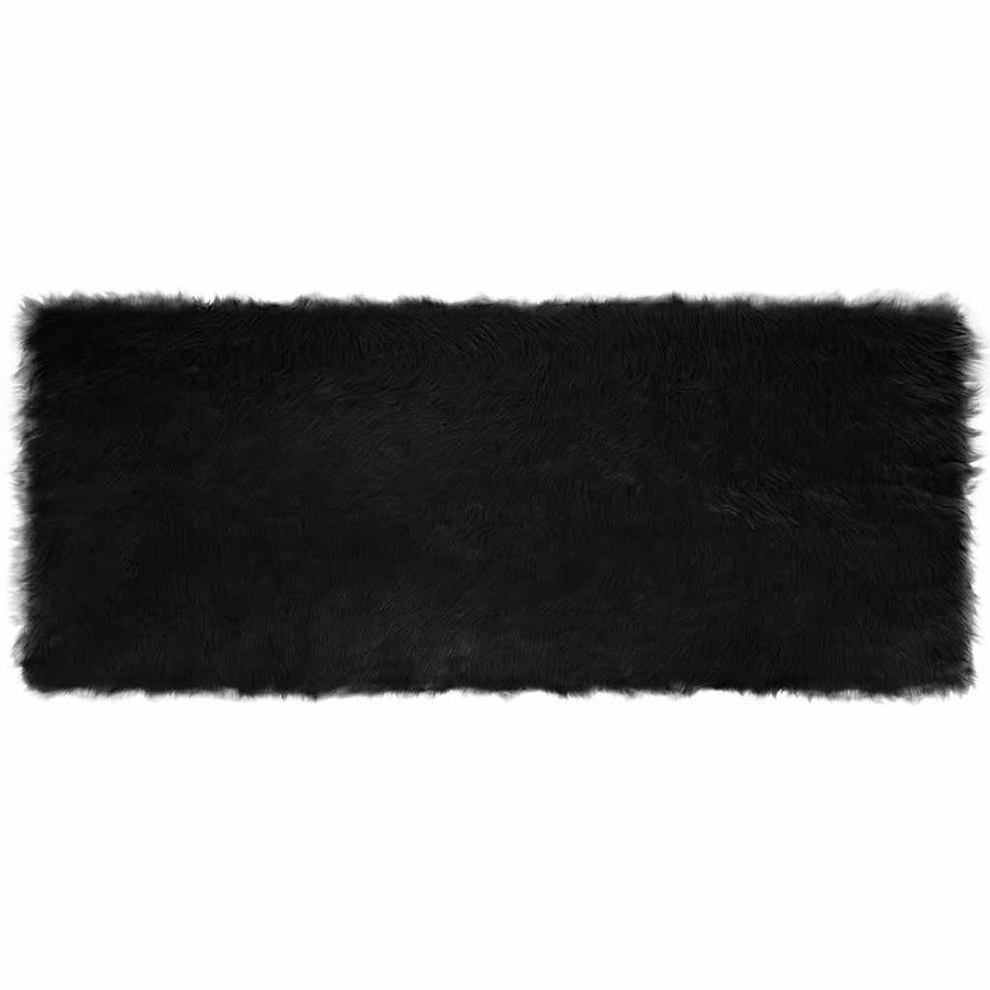 Nepleer Schapenvacht Tapijt Zwart 80 x 200 cm Polyester