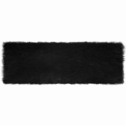 Nepleer Schapenvacht Tapijt Zwart 80 x 250 cm Polyester