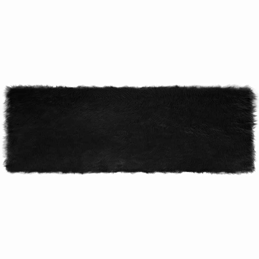 Nepleer Schapenvacht Tapijt Zwart 80 x 250 cm Polyester