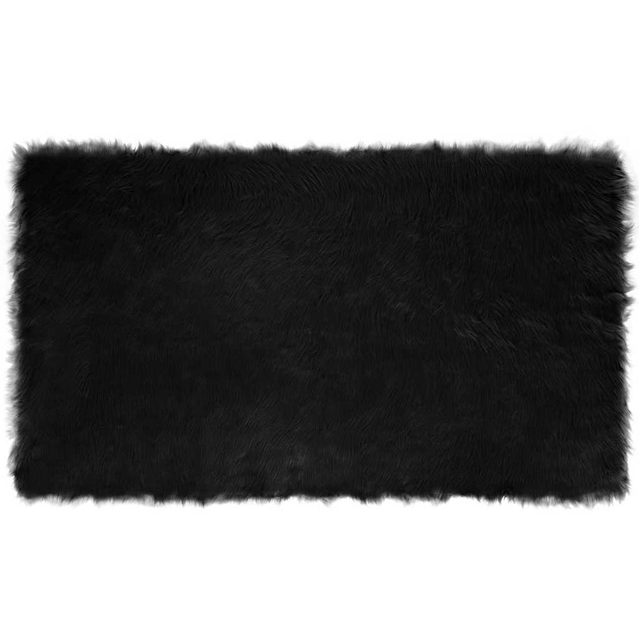 Nepleer Schapenvacht Tapijt Zwart 100 x 200 cm Polyester