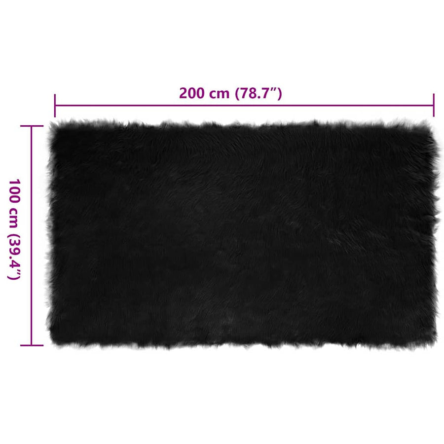 Nepleer Schapenvacht Tapijt Zwart 100 x 200 cm Polyester