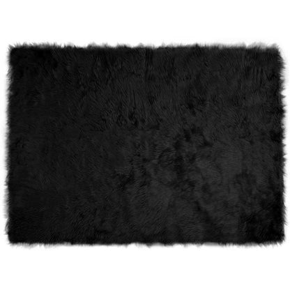 Nepleer Schapenvacht Tapijt Zwart 120 x 170 cm Polyester