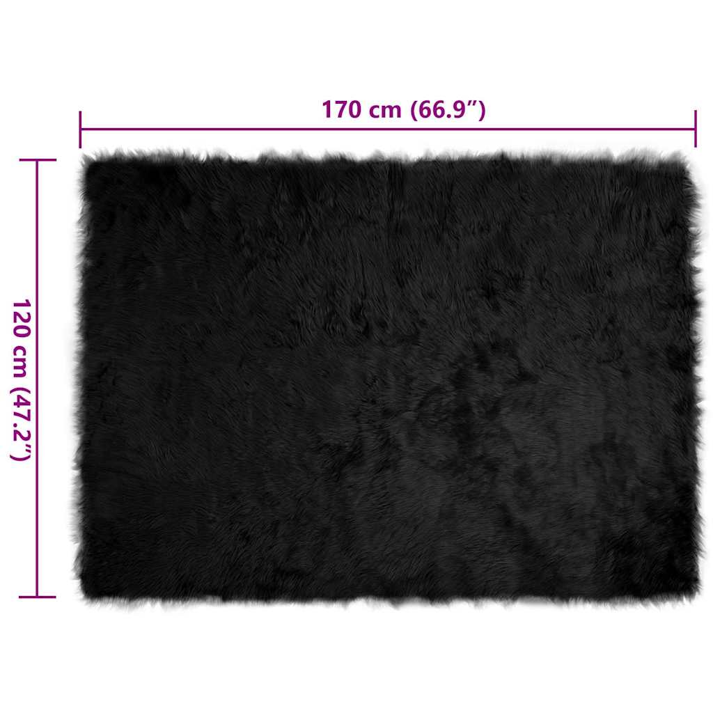 Nepleer Schapenvacht Tapijt Zwart 120 x 170 cm Polyester