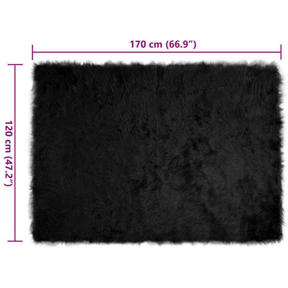 Nepleer Schapenvacht Tapijt Zwart 120 x 170 cm Polyester