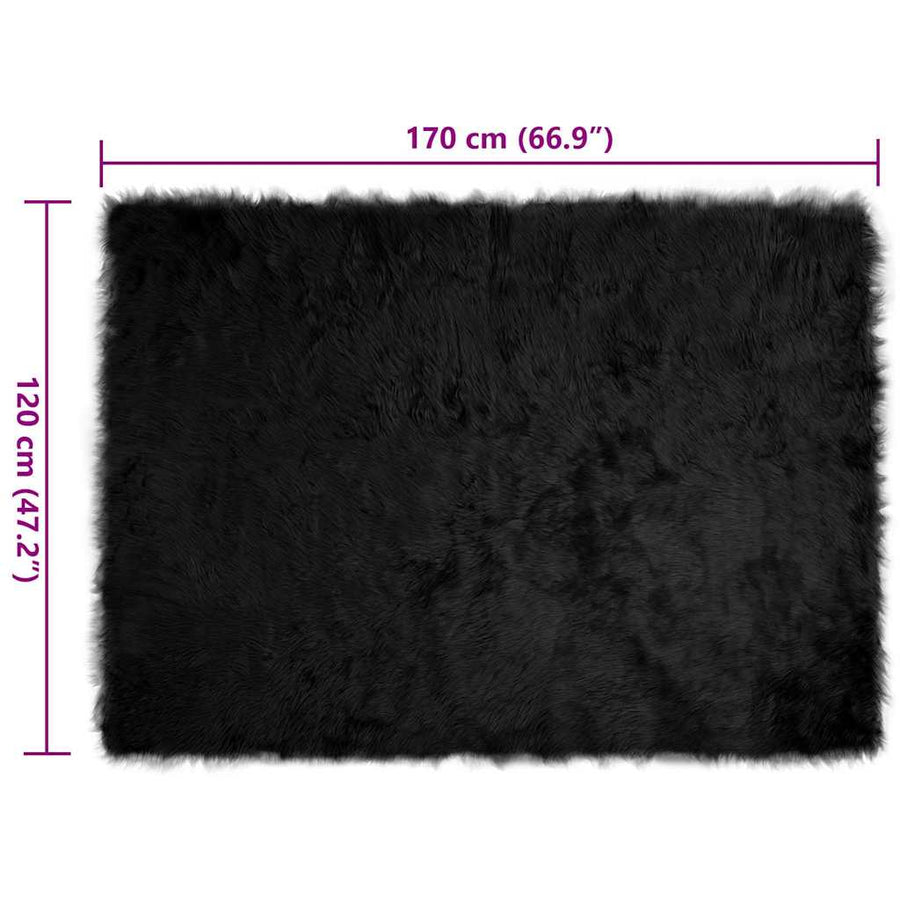 Nepleer Schapenvacht Tapijt Zwart 120 x 170 cm Polyester
