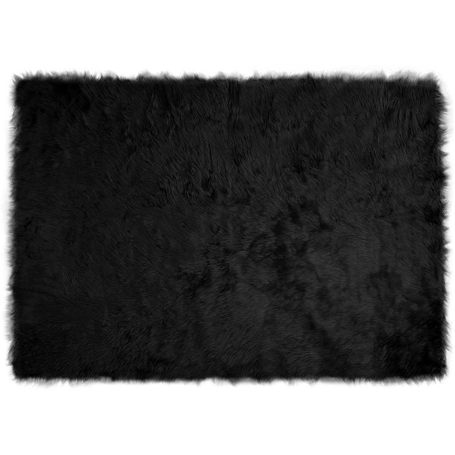 Nepleer Schapenvacht Tapijt Zwart 140 x 200 cm Polyester