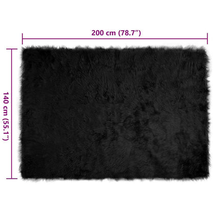 Nepleer Schapenvacht Tapijt Zwart 140 x 200 cm Polyester