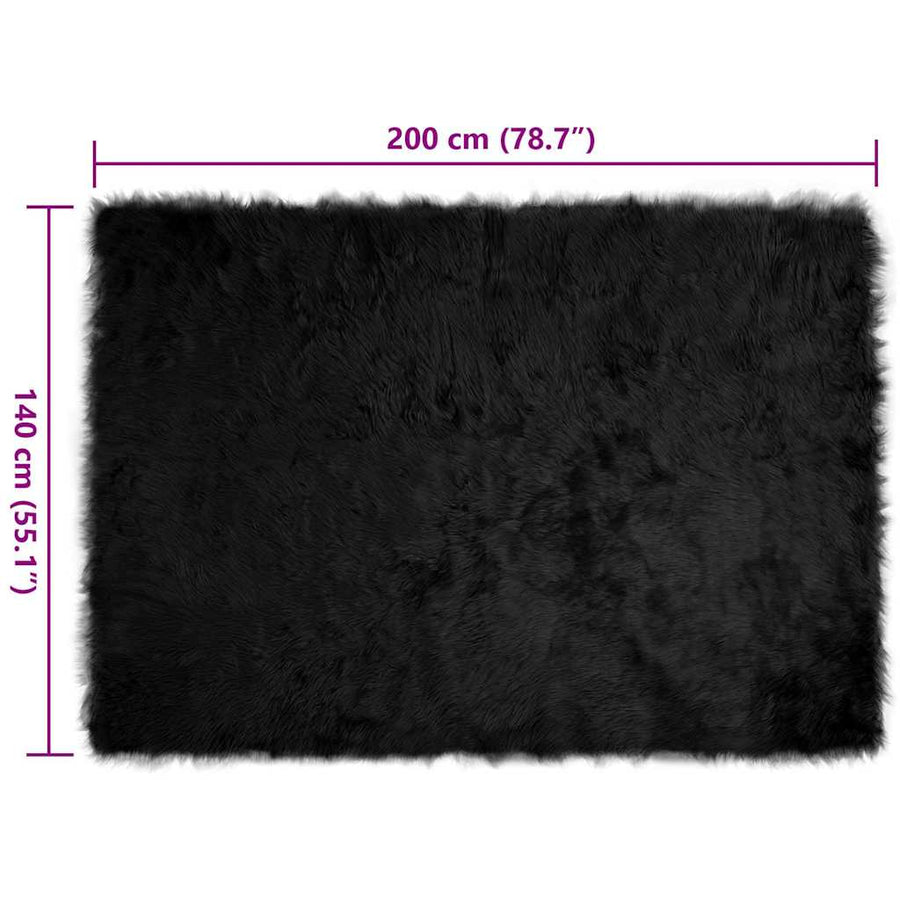 Nepleer Schapenvacht Tapijt Zwart 140 x 200 cm Polyester