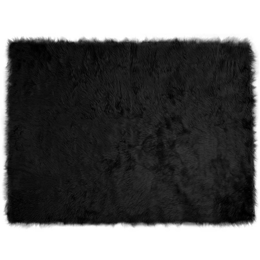 Nepleer Schapenvacht Tapijt Zwart 230 x 160 cm Polyester
