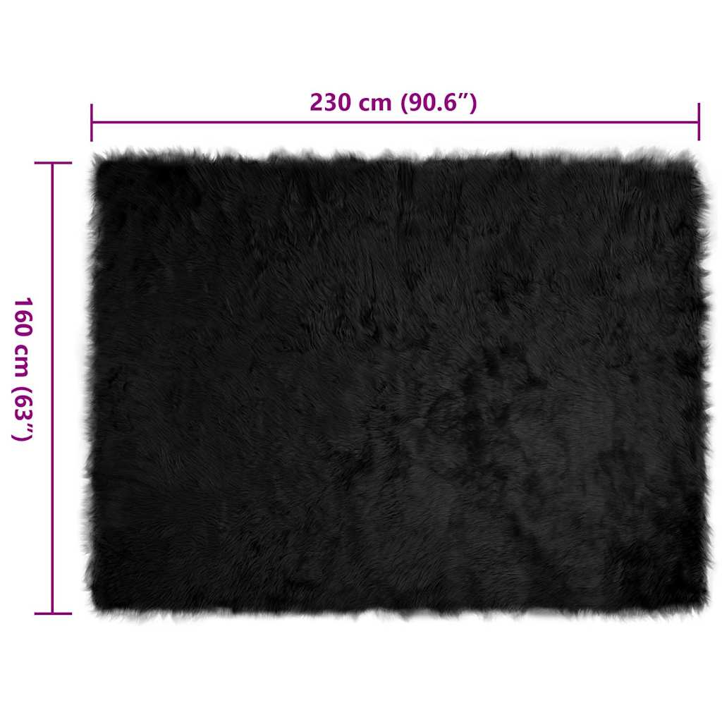 Nepleer Schapenvacht Tapijt Zwart 230 x 160 cm Polyester