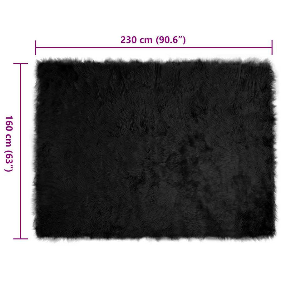 Nepleer Schapenvacht Tapijt Zwart 230 x 160 cm Polyester