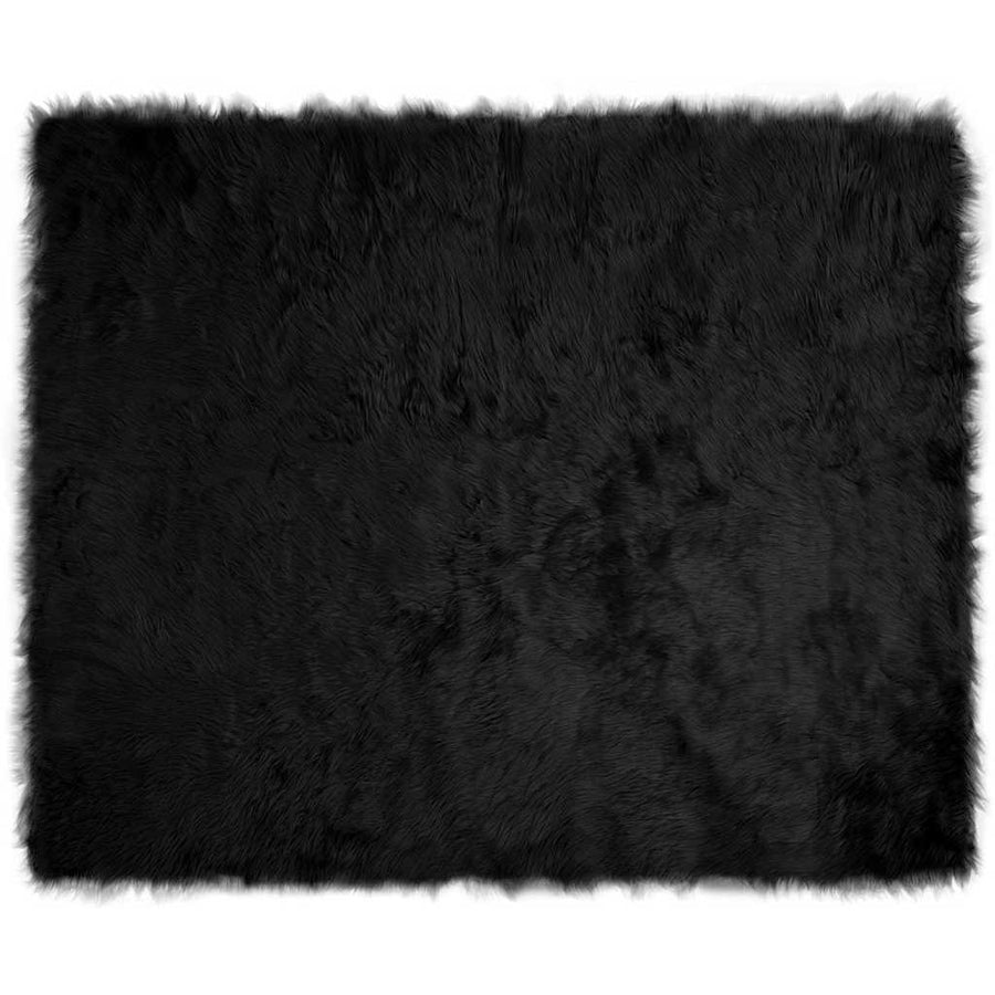 Nepleer Schapenvacht Tapijt Zwart 200 x 280 cm Polyester