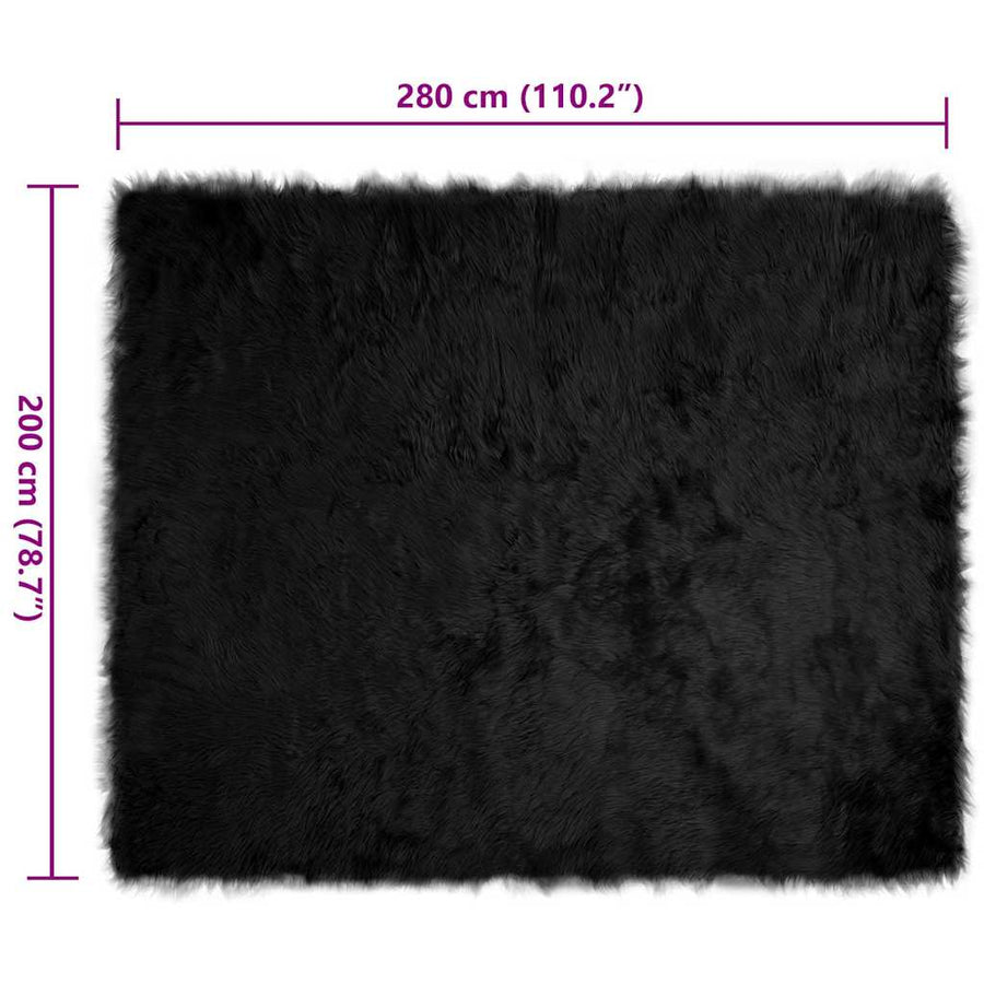 Nepleer Schapenvacht Tapijt Zwart 200 x 280 cm Polyester