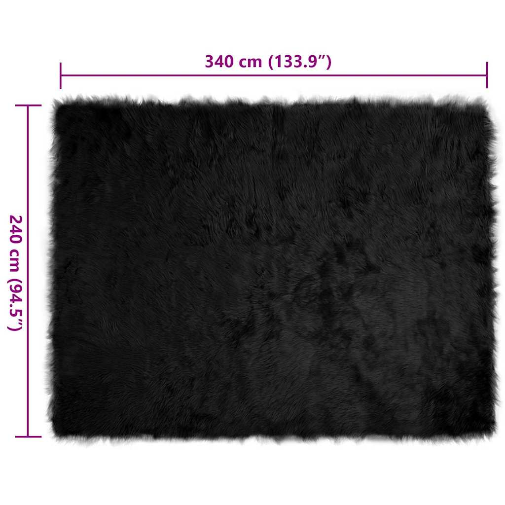 Nepleer Schapenvacht Tapijt Zwart 240 x 340 cm Polyester
