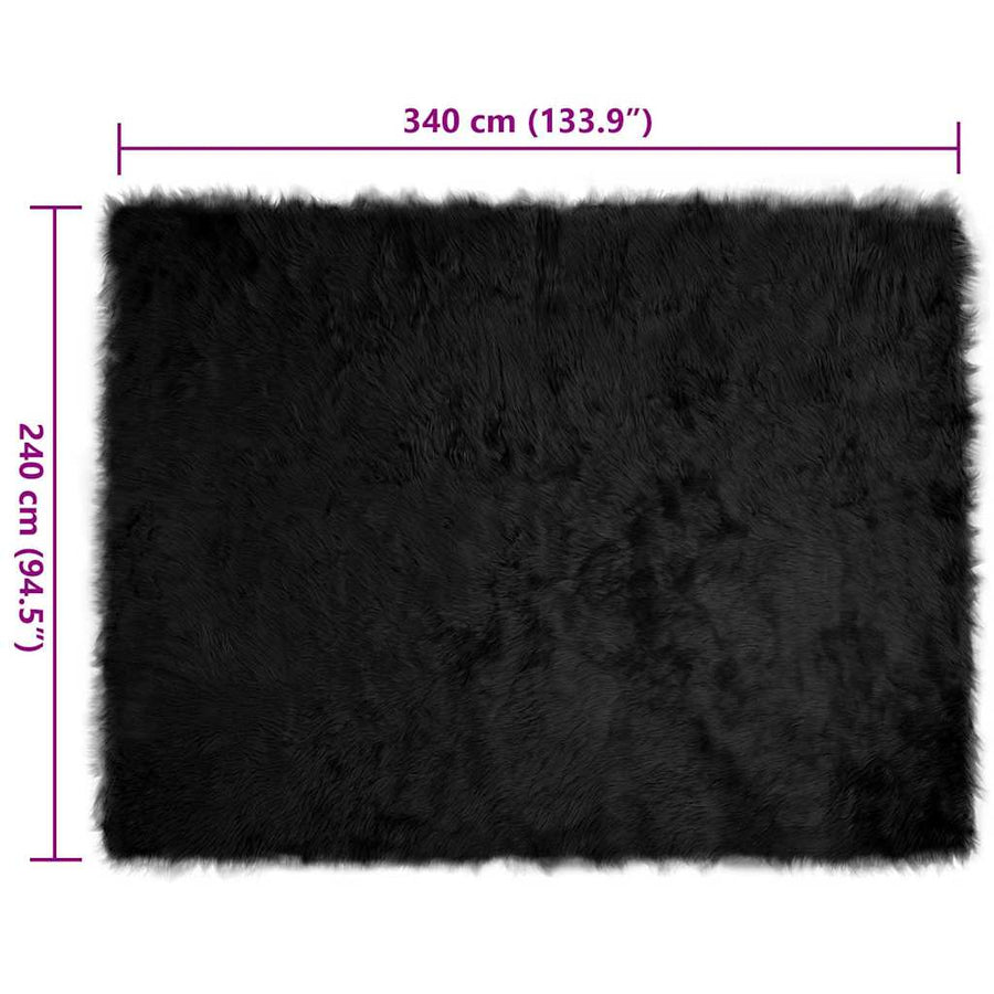 Nepleer Schapenvacht Tapijt Zwart 240 x 340 cm Polyester