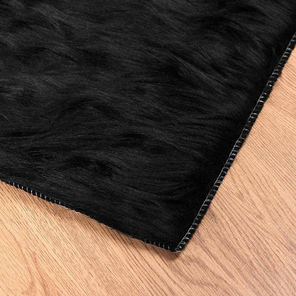 Nepleer Schapenvacht Tapijt Zwart 160 x 160 cm Polyester