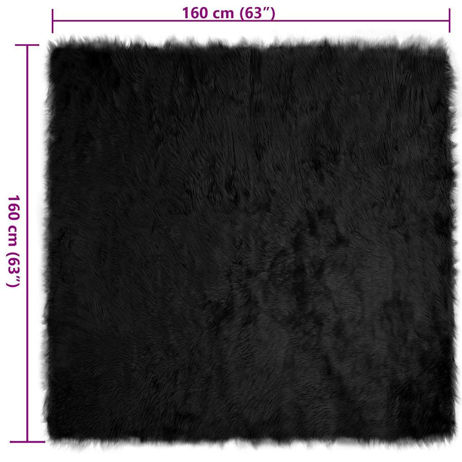 Nepleer Schapenvacht Tapijt Zwart 160 x 160 cm Polyester