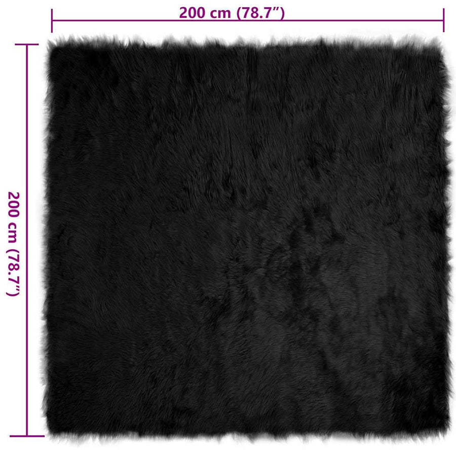Nepleer Schapenvacht Tapijt Zwart 200 x 200 cm Polyester