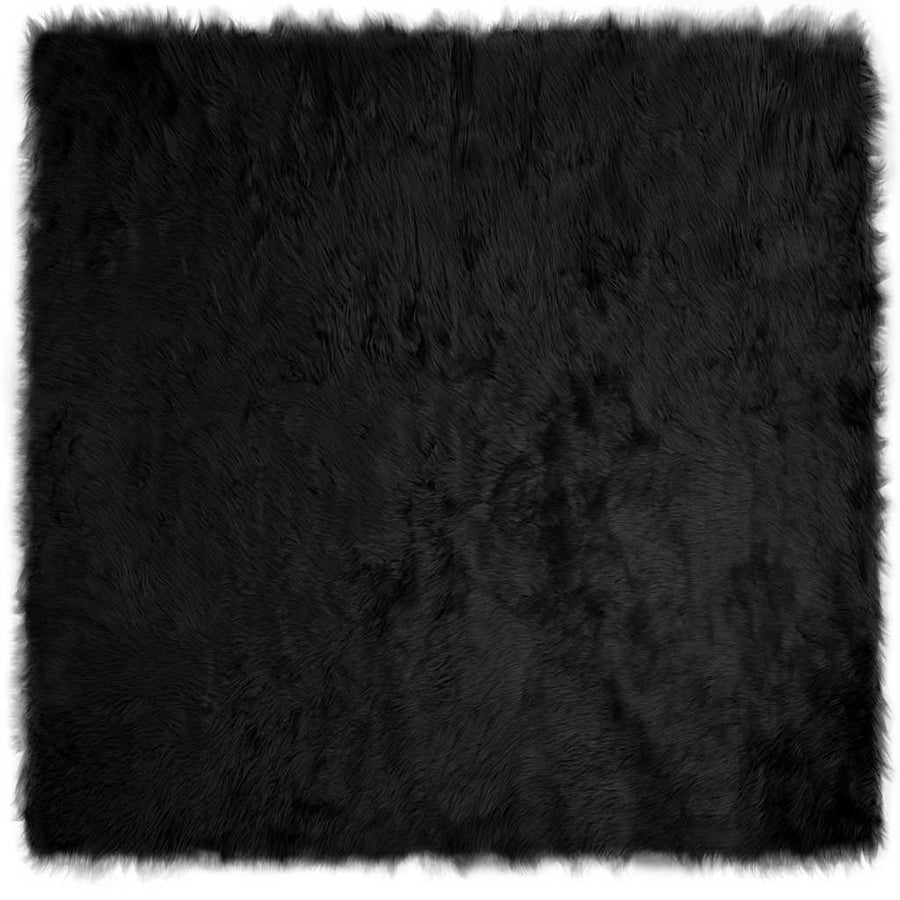 Nepleer Schapenvacht Tapijt Zwart 240 x 240 cm Polyester