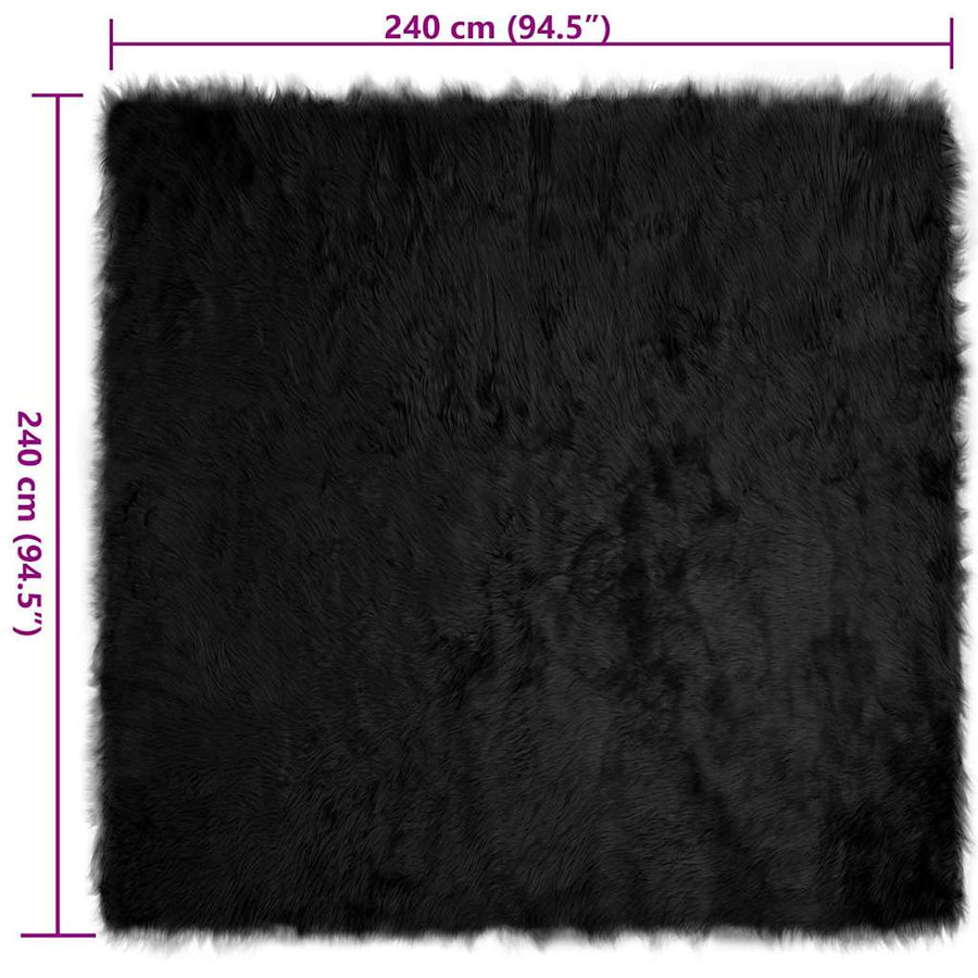 Nepleer Schapenvacht Tapijt Zwart 240 x 240 cm Polyester