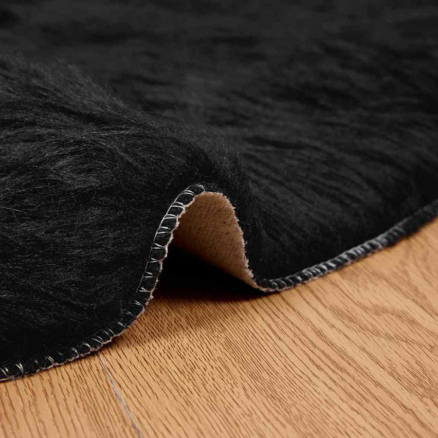 Nepleer Schapenvacht Tapijt Zwart 80 x 80 cm Polyester