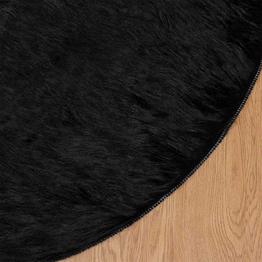 Nepleer Schapenvacht Tapijt Zwart 160 x 160 cm Polyester