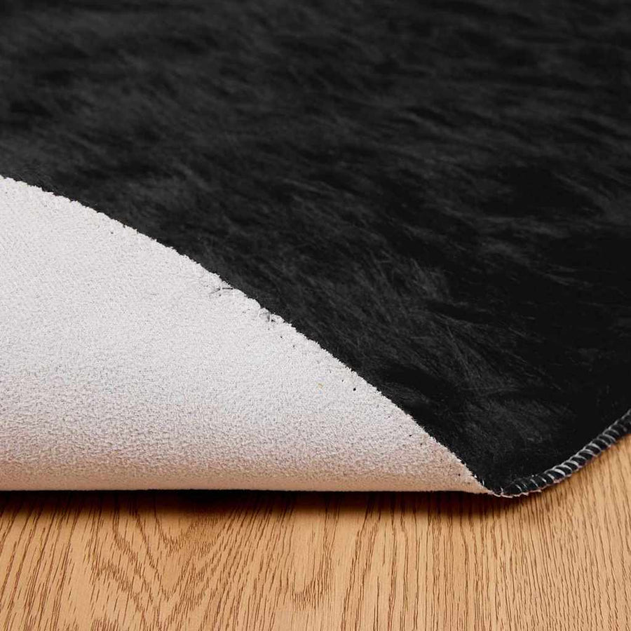 Nepleer Schapenvacht Tapijt Zwart 200 x 200 cm Polyester