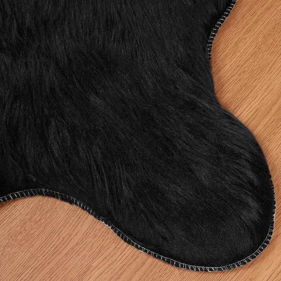 Nepleer Schapenvacht Tapijt Zwart 50 x 80 cm Polyester