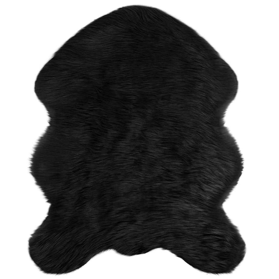 Nepleer Schapenvacht Tapijt Zwart 50 x 80 cm Polyester